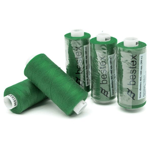 Нитки швейные бытовые Bestex 40/2, 365 м (400 ярд) / 10 кат., 136 малахитовый зеленый