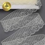 Кружево отделочное в стиле "трикотаж" 50 мм, диз. 283, цв.02 молочный, уп. 27,4 м