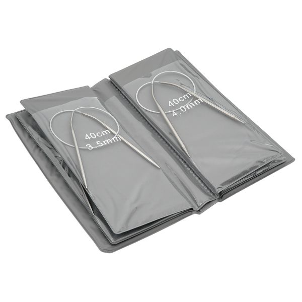 Набор круговых спиц для вязания 2.0-6.0 мм, 40 см, 8 размеров, металл, Hobby&Pro