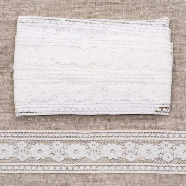 Кружево на сетке 52 мм, 6,8 м ±4 см, WL-85, белый