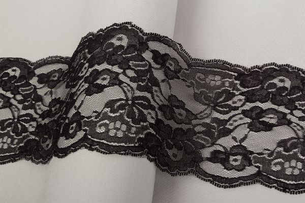 Кружево на сетке широкое 140 мм / 25 м, 325 черный, Blitz LCE-27
