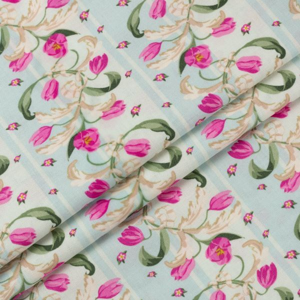 Ткань для пэчворка Peppy Весенний этюд панель, отрез 60х110 см, 146 г/м², ВЭ-05 голубой, Peppy