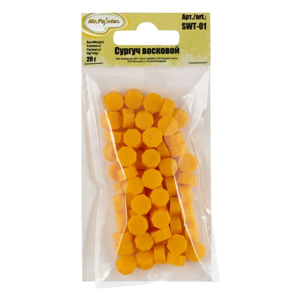 Сургуч восковой 20 г, 10 желтый перламутр, Mr.Painter SWT-01