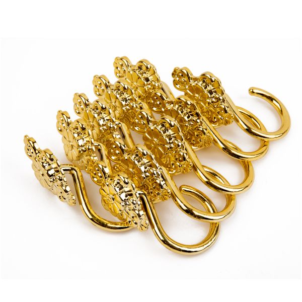 Крючки шторные для карниза навесные ⌀6 мм, 10 шт, 01 золото, Sofi H40