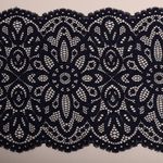 Кружево бельевое эластичное 195 мм / 25 м, 263, цв.03 т.синий, Kruzhevo