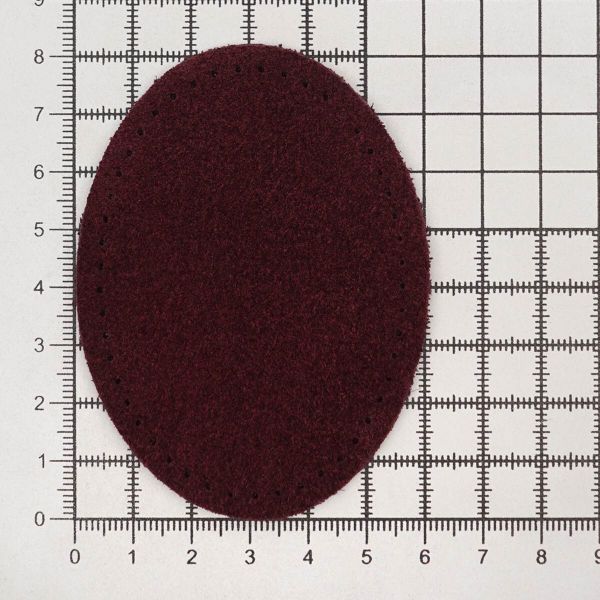 Заплатки пришивные из замши, овал 6х8,2см с перфорацией, 2 шт, 100% кожа, 31 бордовый, 59114