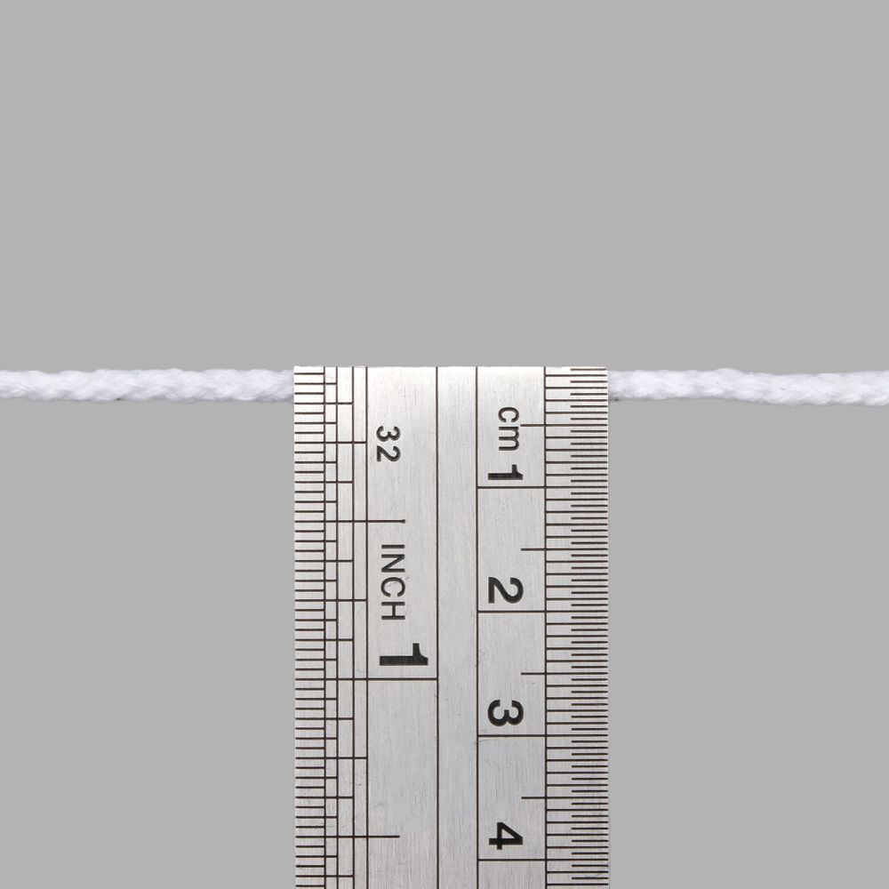 Шнур круглый х/б ⌀3.5 мм / 20 метров, (7092), 1 белый