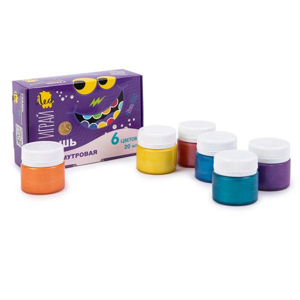Краска гуашь Лео Играй набор перламутровые цвета 6 цв.х20 мл