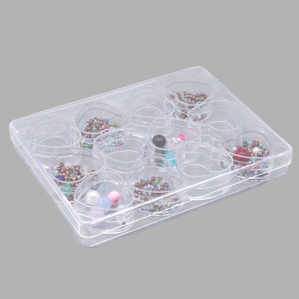 Пластиковый контейнер с 12 баночками, 12,5х9,5х1,8см, 29677