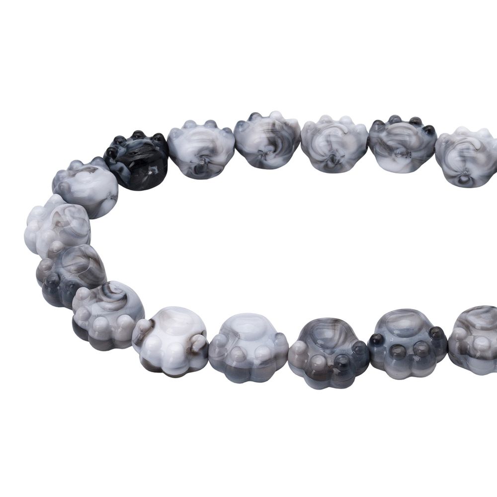 Бусины акрил 18.5х16.5х14 мм, 500 г, дымка, Кошачьи лапки, AD042 бело-черный, (7748712)7502 , Astra&Craft