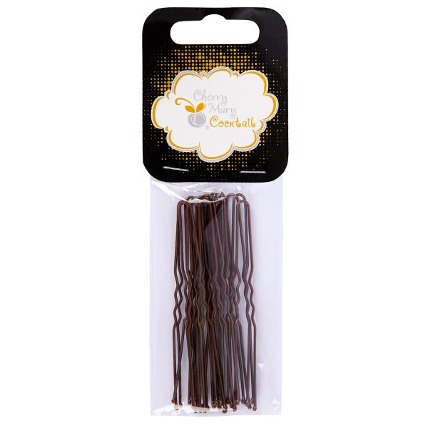 Набор шпилек для волос 7.5 см, 100 шт (5х20 шт), №02 каштановый, Cherry Mary VZ07031