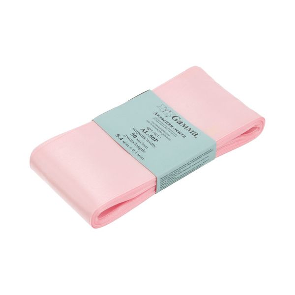 Лента атласная 1-сторонняя 50.0 мм / 5 шт по 5.4 метра, №138 розовый, Gamma AL-50P