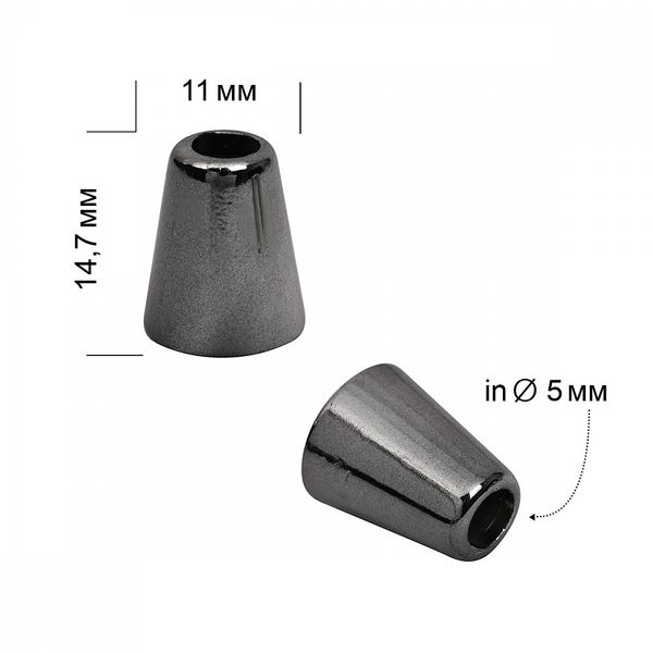 Наконечник для шнура пластик 11х14.7 мм, отв. 5 мм, TBY.0317 черный никель, 100 шт