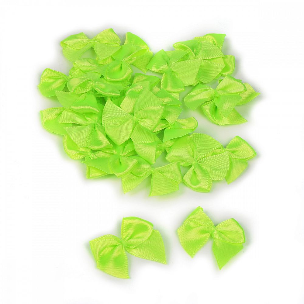 Бантики пришивные 15 мм, MJRF072 зеленый лайм A3208, уп.100 шт