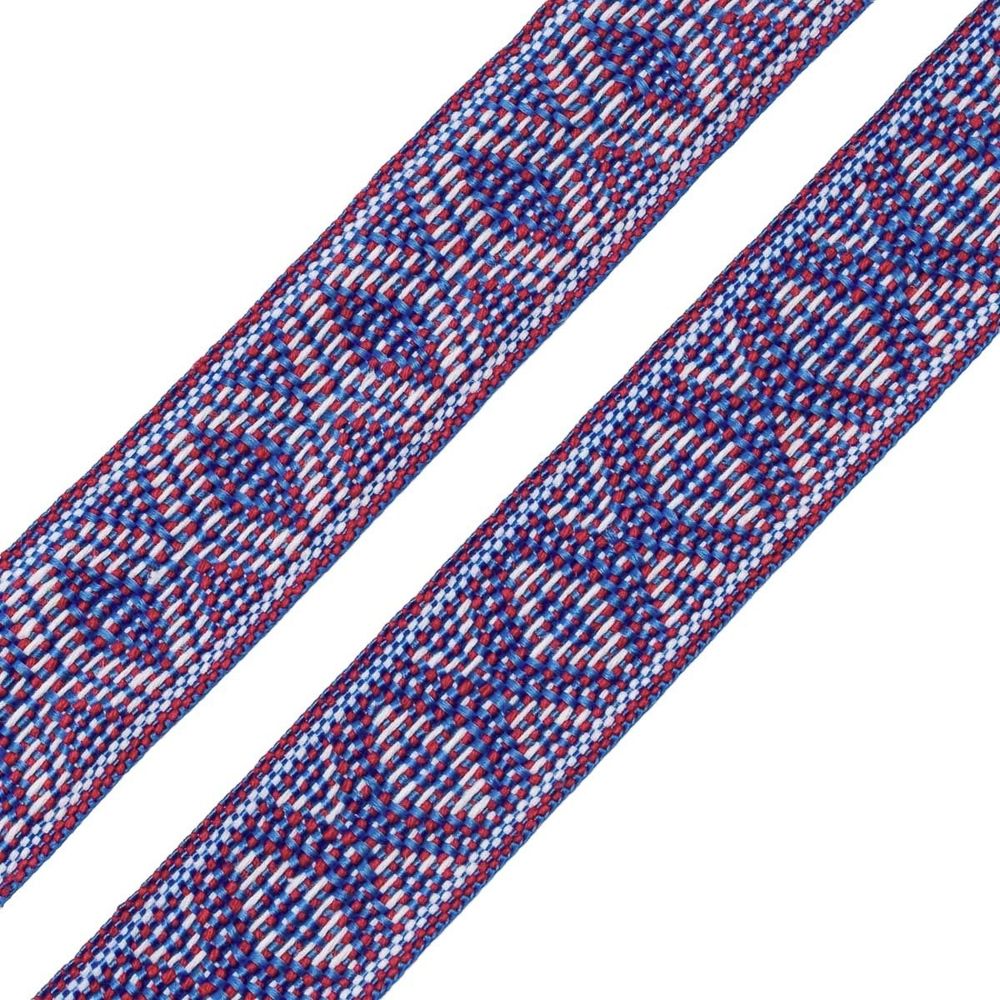Лента (тесьма) жаккардовая 30.0 мм / 25±1 метров, рис. 9854, синий/белый/красный, С3881Г17