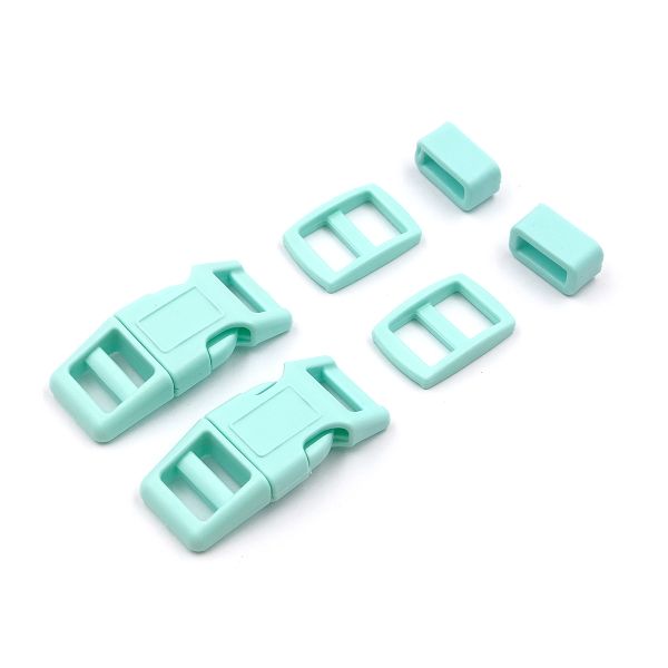 Фастекс (пряжка трезубец), рамка и рамка-регулятор 10мм, пластик, (2 компл.) Hobby&Pro, св.бирюзовый, A03001037-10