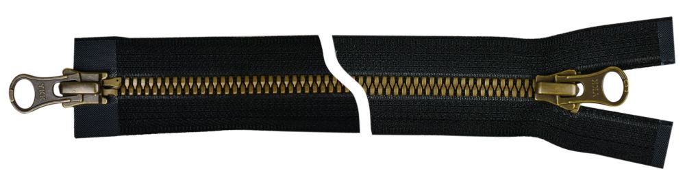 Молния трактор YKK Metalux Т5 (5 мм) 2 зам., разъем., античное золото, 75 см, под металл, 580 gold 75, уп.10 шт