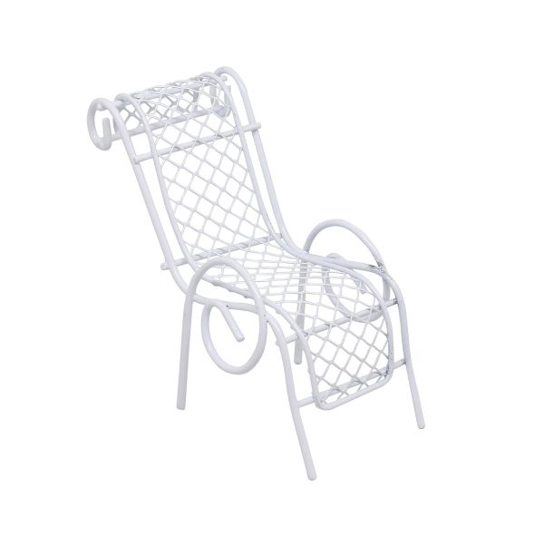 Миниатюра кукольная: Шезлонг витой металлический, 7х4х4см, белый