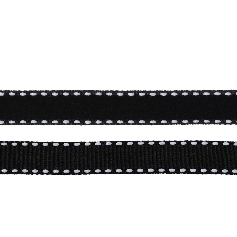 Лента бархатная с ниткой 10 мм, нейлон, черный, уп. 20 м
