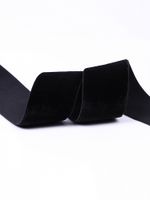 Лента бархатная (тесьма) эластичная 38.0 мм / 20±1 метров, нейлон, черный