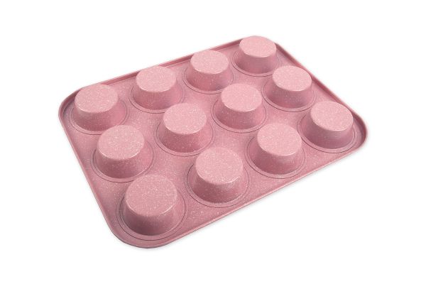 Форма металлическая для кексов, маффинов, капкейков 35х26.5 см, розовый, S-Chief FPC-0044