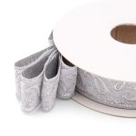 Лента (тесьма) жаккардовая 22.0 мм / 10±0.5 метров, Пейсли, 22807 белый/серебро