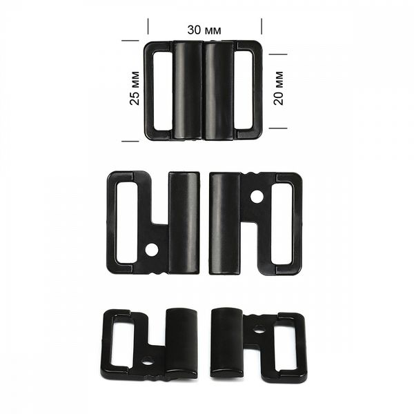 Застежки для купальника (бикини) пластик 20.0 мм, 50 шт, черный