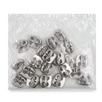 Фиксатор (зажим) для шнура металл плоский, 2 отв., 12х13.5 мм, (in ⌀3 мм), мет. цв.никель, 20 шт