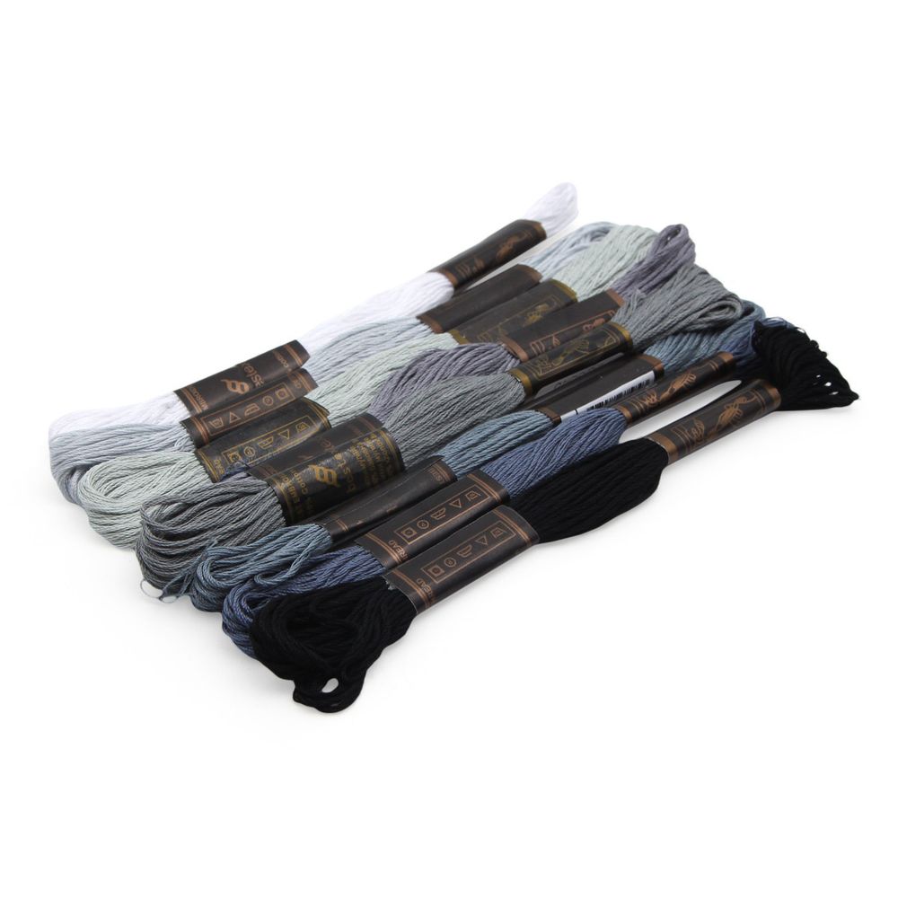 Набор мулине 8 шт / 8м Bestex, серый микс (№2)