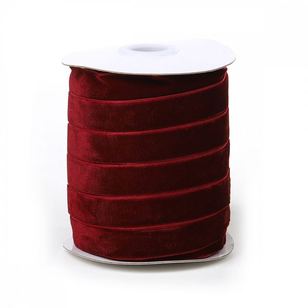 Лента бархатная (тесьма) 15.0 мм / 22.86±1 метров, арт.15VR44 нейлон цв.бордо
