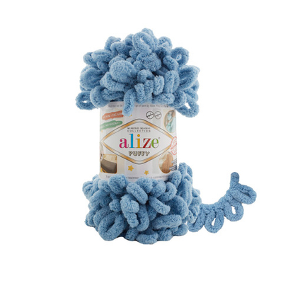 Пряжа Alize (Ализе) Puffy / уп.5 мот. по 100 г, 9м, 280 средне-синий A