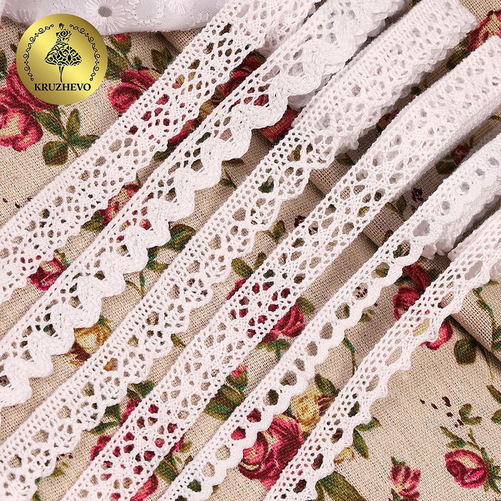 Набор вязаного кружева Kruzhevo №4 цв.белый (6 дизайнов по 4,5м)