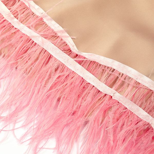 Перья на ленте Страус 15 см, FBY-15-123, цв. нежно-розовый, 2м
