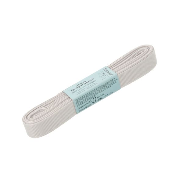 Лента репсовая нарезка 12.0 мм / 10 шт по 5.4 метра, 104 св.серый, Gamma GR-12