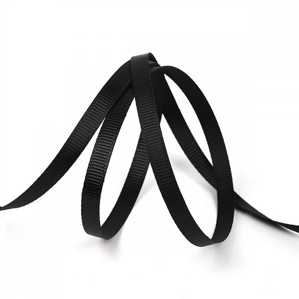 Лента репсовая (в рубчик) 6.0 мм, цв. 030 черный, уп.91.4м