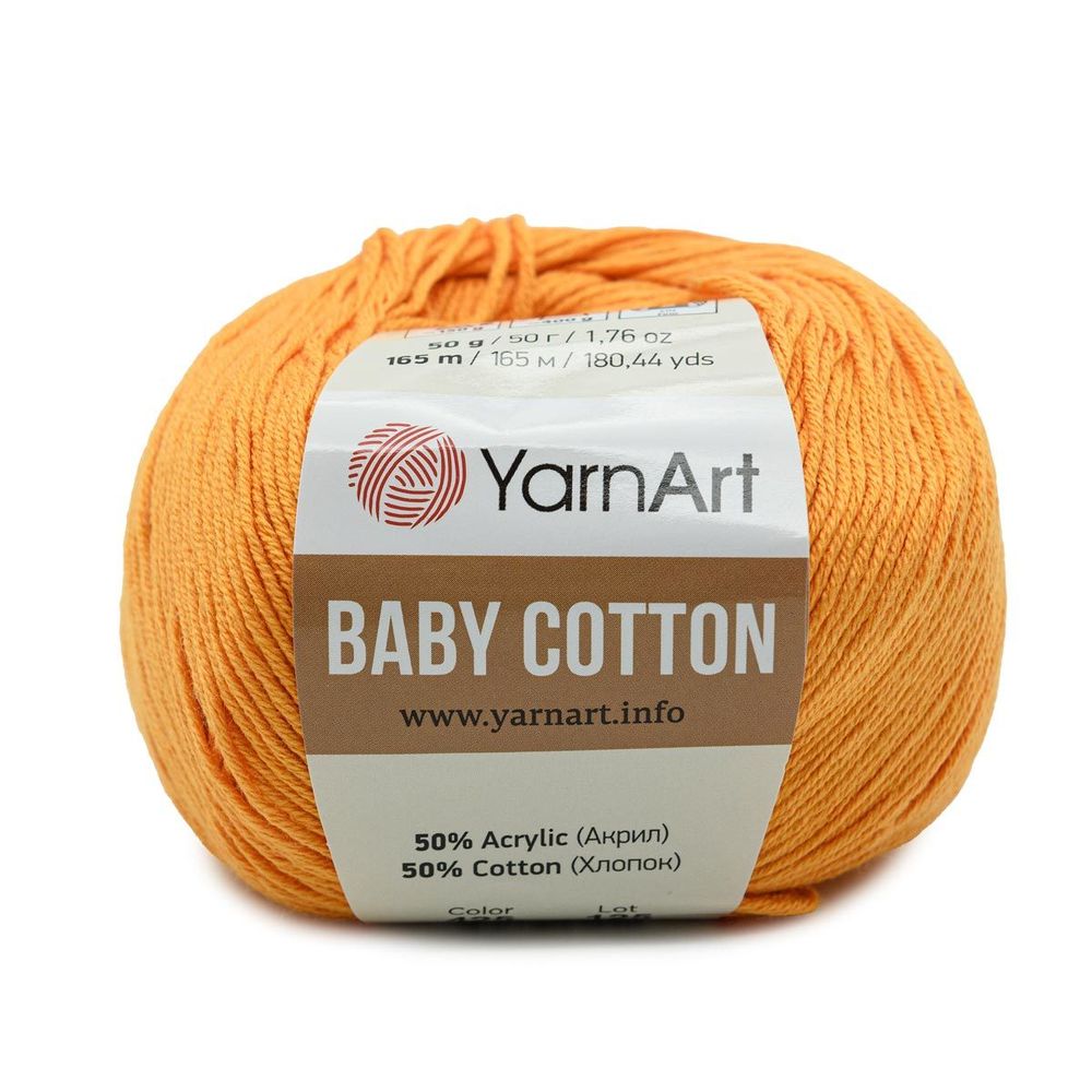 Пряжа YarnArt (ЯрнАрт) Baby Cotton / уп.10 мот. по 50 г, 165м, 425 темно-желтый