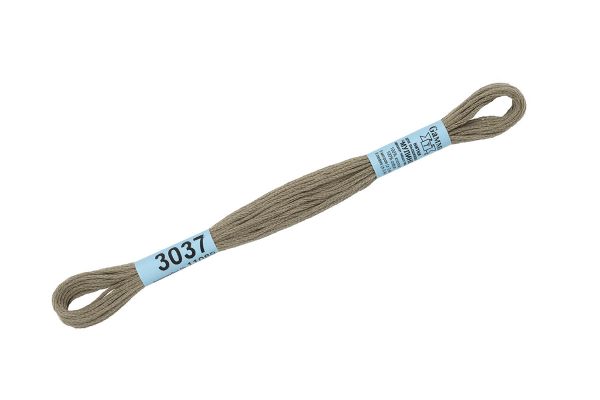 Мулине Gamma 100% хлопок, цв.3037 хаки, 24 мотка по 8 метров