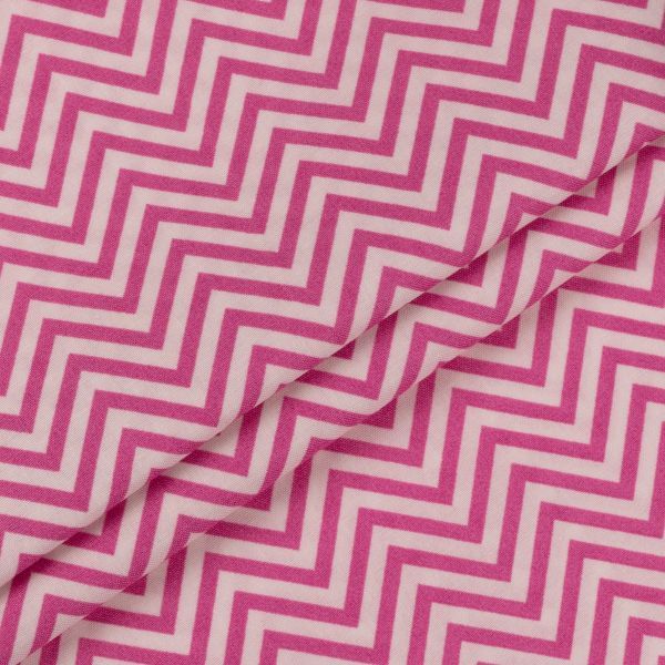 Ткань для пэчворка PEPPY БАБУШКИН СУНДУЧОК ФАСОВКА 100х112 см, 140±5 100% хлопок, БС-26 зигзаг ярко-розовый, Peppy БАБУШКИН СУНДУЧОК