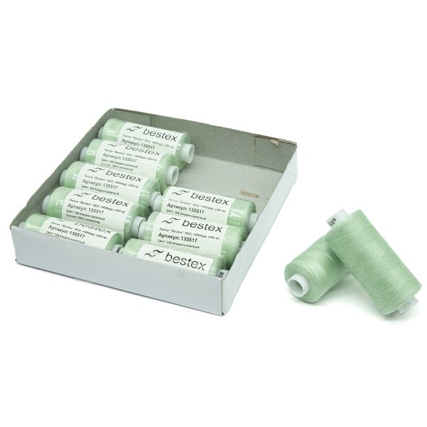 Нитки швейные бытовые Bestex 40/2, 365 м (400 ярд) / 10 кат., 328 бледно-салатный