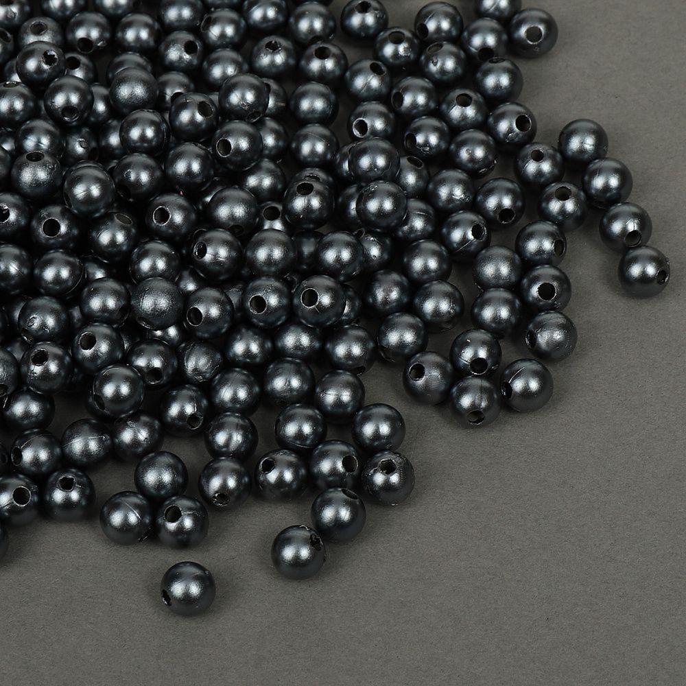 Бусины пластик (перламутр) ⌀6 мм, цв.029 серый, уп.500г (4838 шт), Magic4Hobby