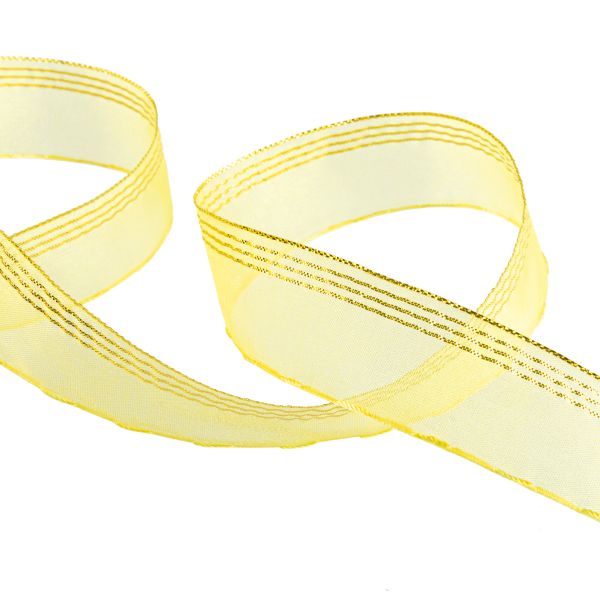 Лента капроновая (органза) 25.0 мм / 25 метров, 014 желтый/золото, Blitz ORT-25