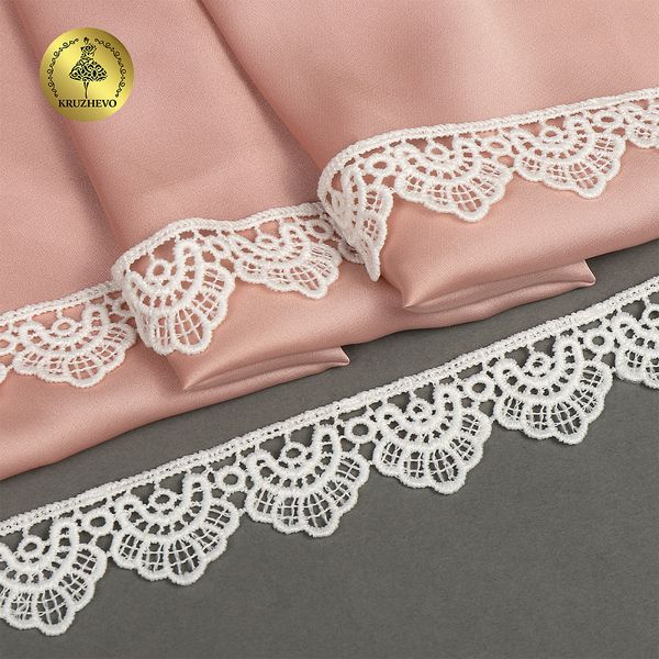 Кружево гипюр (плетёное) 25 мм, 0461 цв.01 белый уп.27м, Kruzhevo