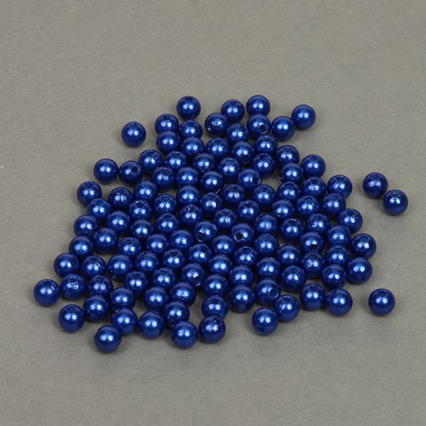 Бусины пластик (перламутр) ⌀8 мм, цв.A33 синий, уп.50г (213 шт), Magic4Hobby