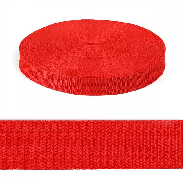 Стропа (ременная лента) 30 мм / 50 метров, толщ. ≈1.2 мм, цв.S820 красный, 4830820