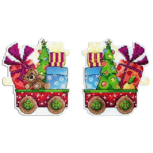 Набор для вышивания нитками МП Студия Р-1134, на пластиковой канве Новогоднее чудо, 10х9 см