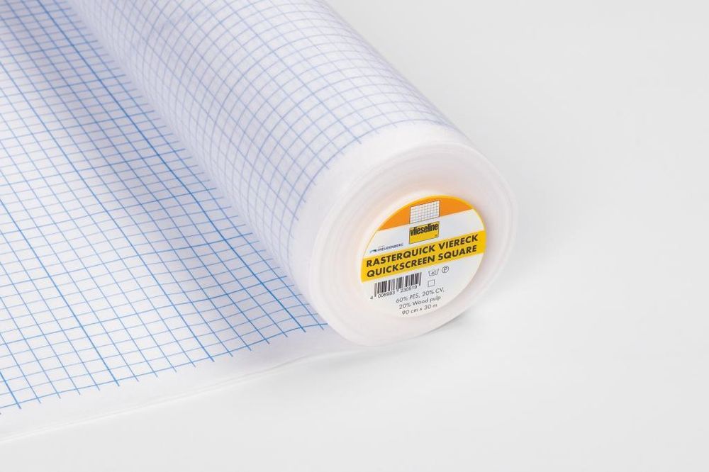 Флизелин для пэчворка с нанесенными линиями Rasterquick Viereck, 90см*30м, квадрат 1*1 см, 53005241, Freudenberg, 30 м