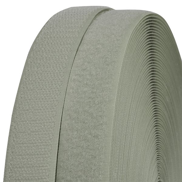 Лента контактная липучка (велкро) пришивная 25 мм / 25 метров, F317 св.серый, ПАРА (крючок+петля), качество 