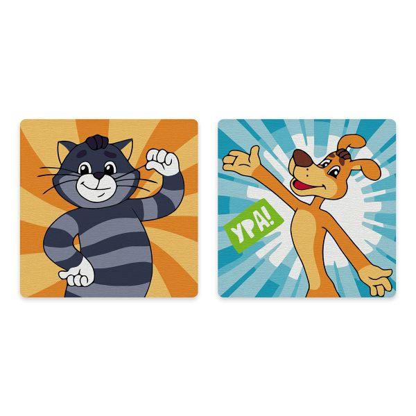 Картина по номерам Фрея, Союзмультфильм. Кот Матроскин и Шарик, на магните, 9х9 см