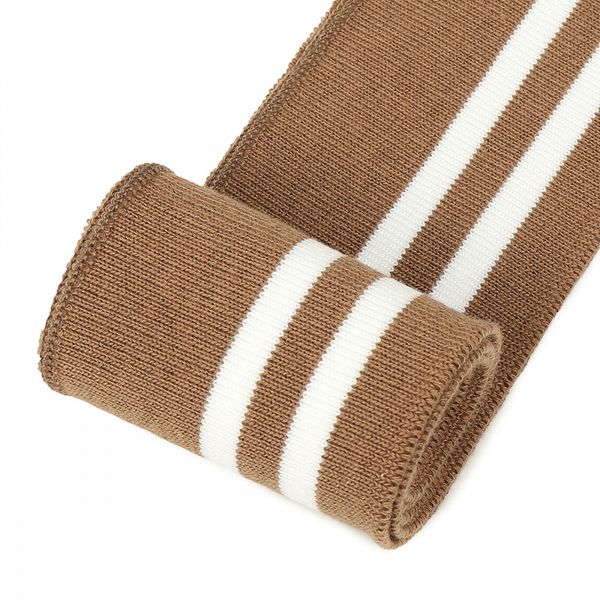 Подвяз (довяз) трикотажный 6.0х80 см, св.коричневый с белыми полосами, 100% п/э, 5 штук