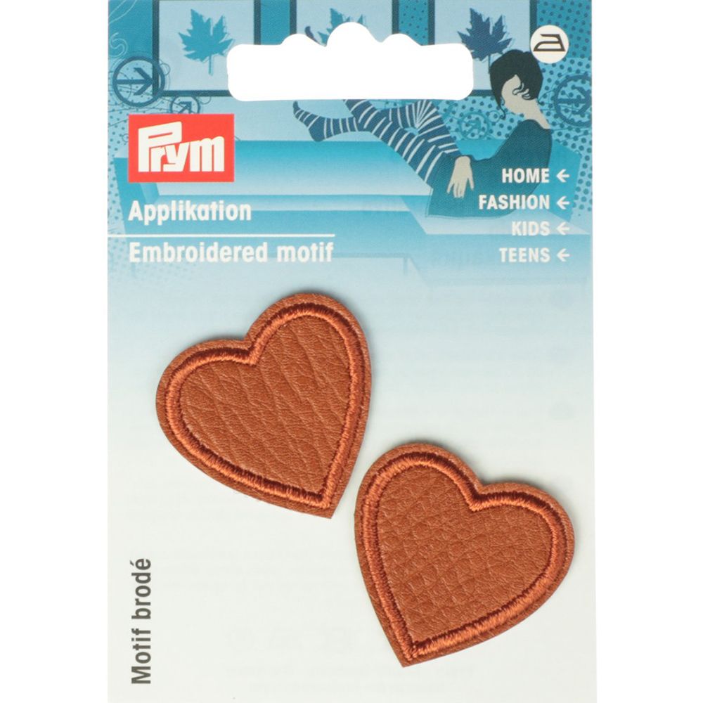 Термоаппликация Сердце, 2 шт, светло-коричневый, Prym 925595